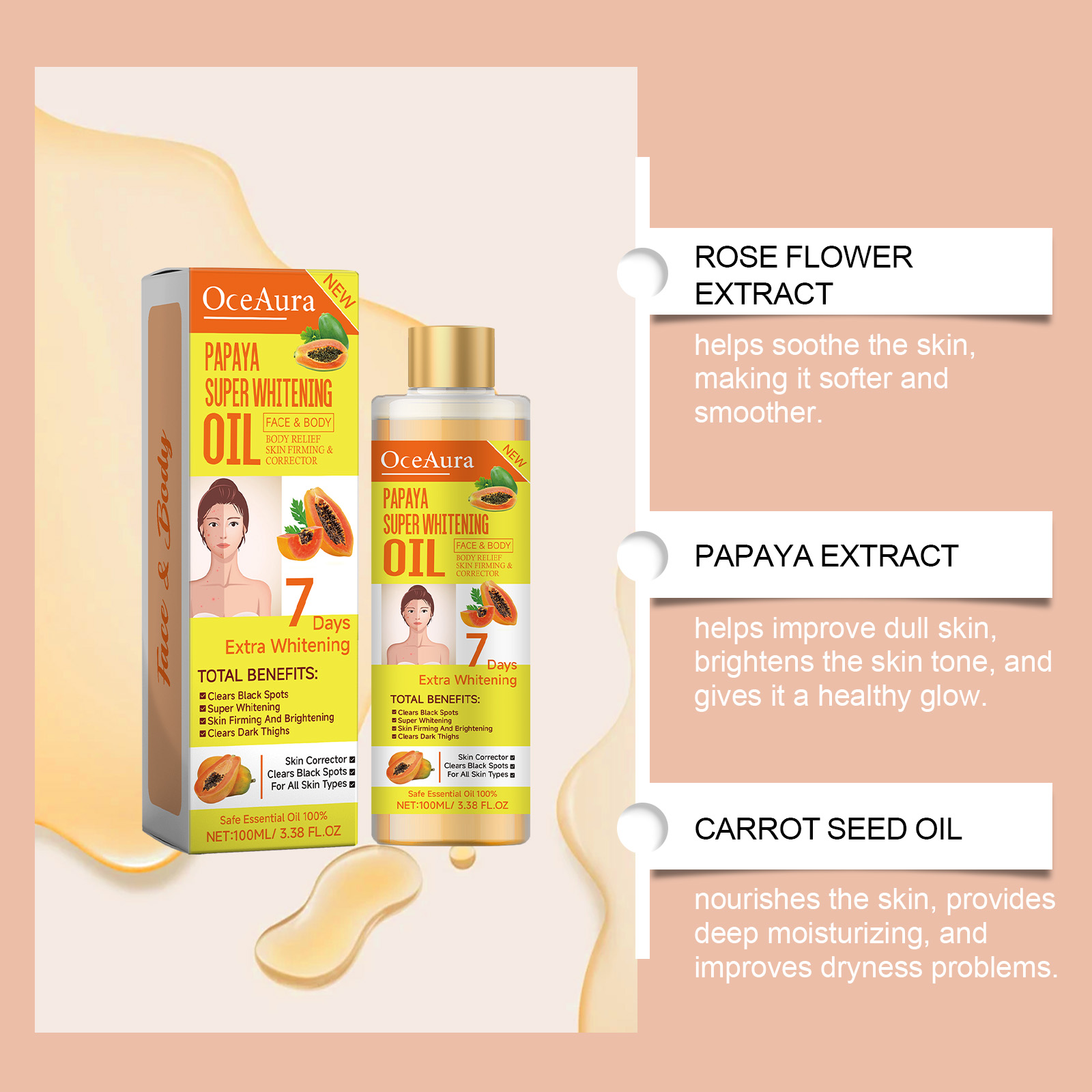 ボディ美白オイル 100 ミリリットル天然有機リラックス筋肉 - Substrate Coconut Fiber のレビューと価格