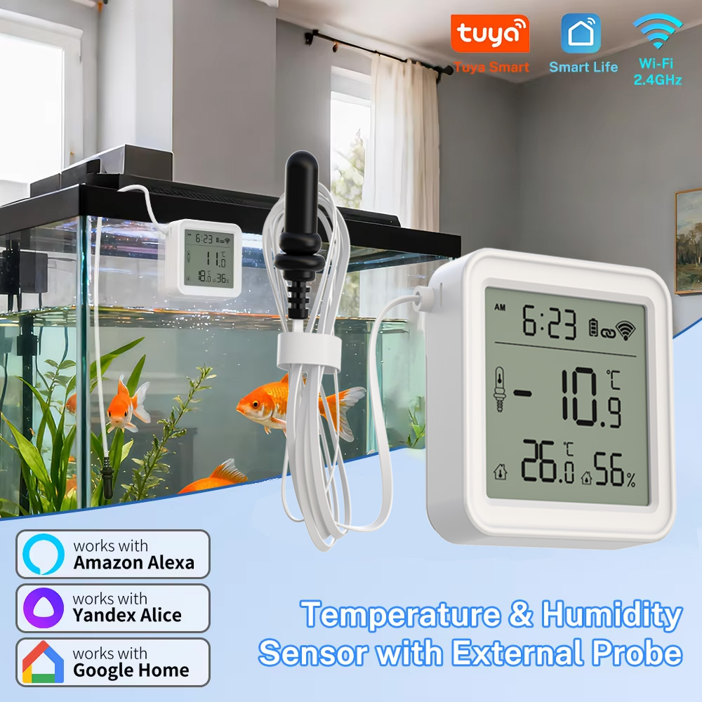 Tuya WiFi 温度湿度センサー 外部プローブ湿度計付き - Digital Hygrometer Probe のレビューと価格